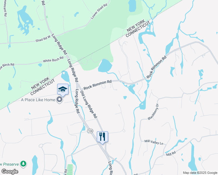 map of restaurants, bars, coffee shops, grocery stores, and more near 1306 Rock Rimmon Road in Stamford