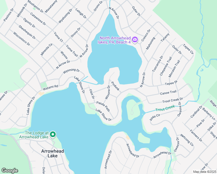 map of restaurants, bars, coffee shops, grocery stores, and more near Winona Path in Monroe County
