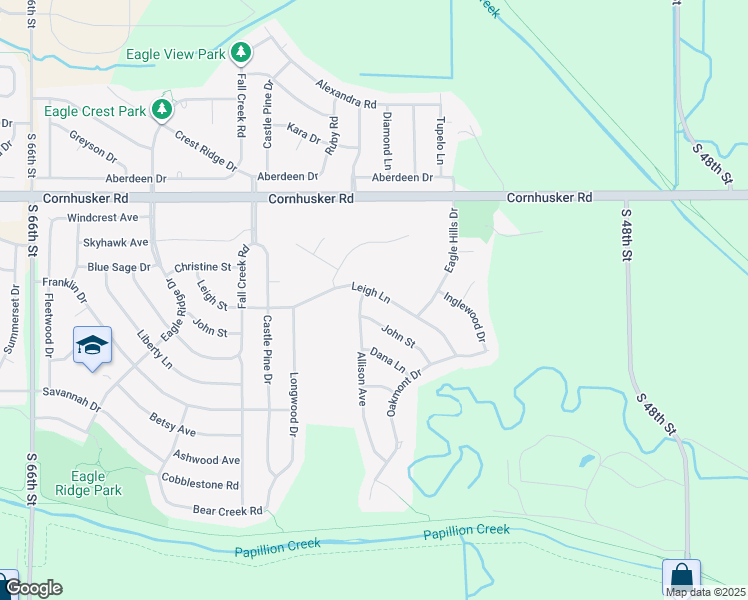 map of restaurants, bars, coffee shops, grocery stores, and more near 310 Allison Avenue in Papillion