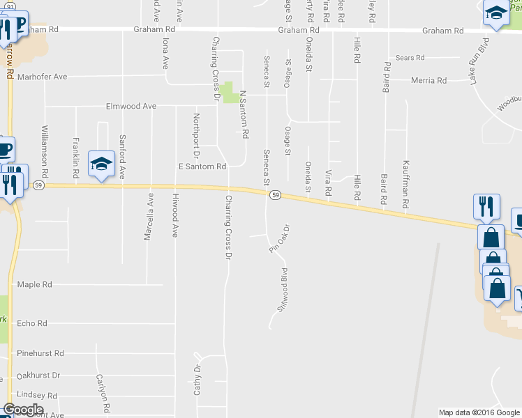 map of restaurants, bars, coffee shops, grocery stores, and more near 3574 Stillwood Boulevard in Stow