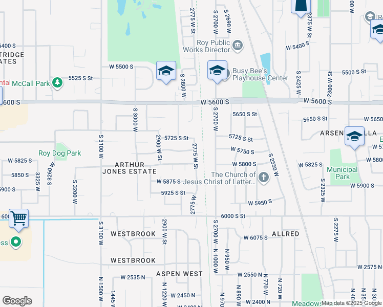 map of restaurants, bars, coffee shops, grocery stores, and more near 2779 West 5775 South in Roy