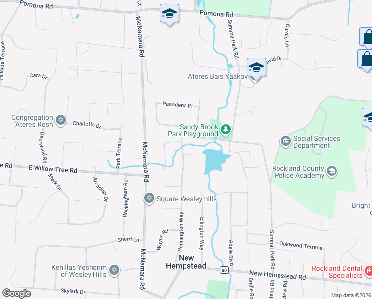 map of restaurants, bars, coffee shops, grocery stores, and more near 6 Pennington Way in Spring Valley