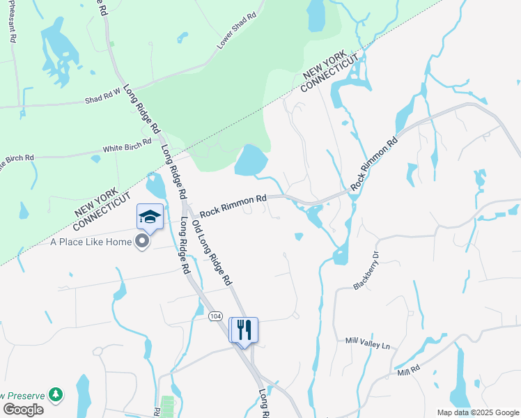 map of restaurants, bars, coffee shops, grocery stores, and more near 1306 Rock Rimmon Road in Stamford