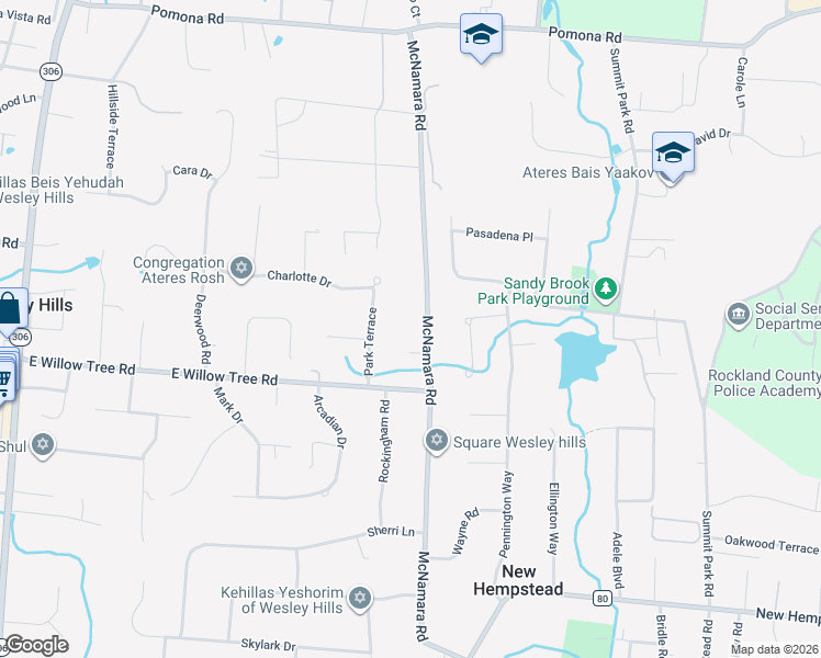 map of restaurants, bars, coffee shops, grocery stores, and more near 155 McNamara Road in Spring Valley