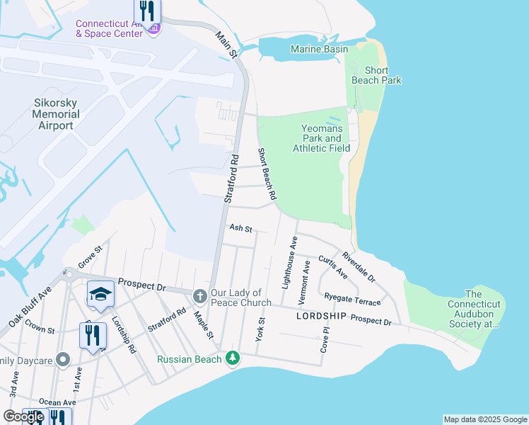 map of restaurants, bars, coffee shops, grocery stores, and more near 95 Maureen Street in Stratford