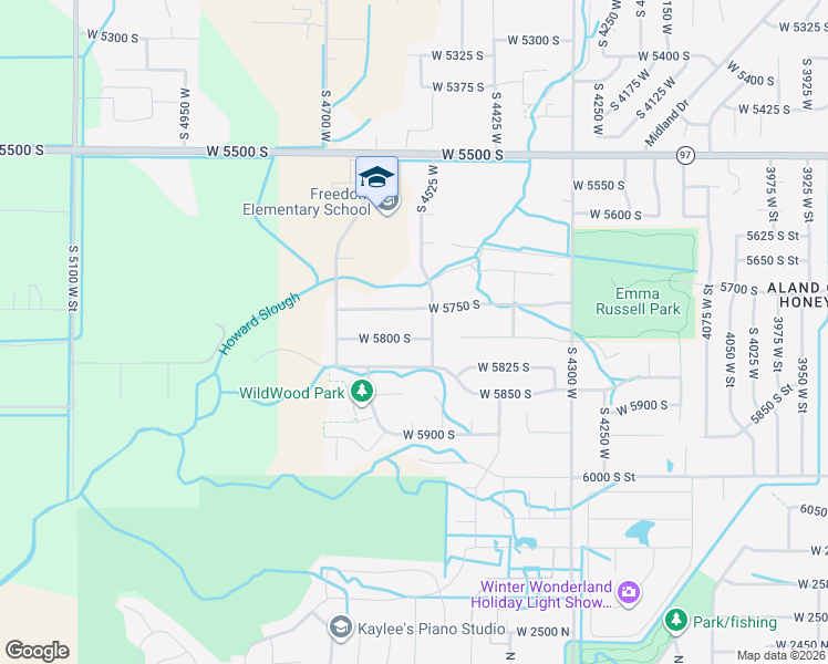 map of restaurants, bars, coffee shops, grocery stores, and more near 4540 West 5800 South in Hooper