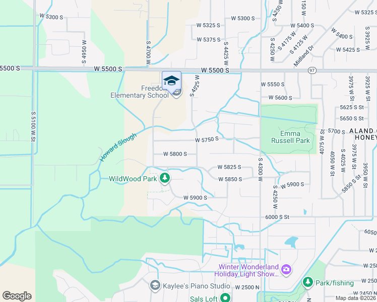 map of restaurants, bars, coffee shops, grocery stores, and more near 4540 West 5800 South in Hooper