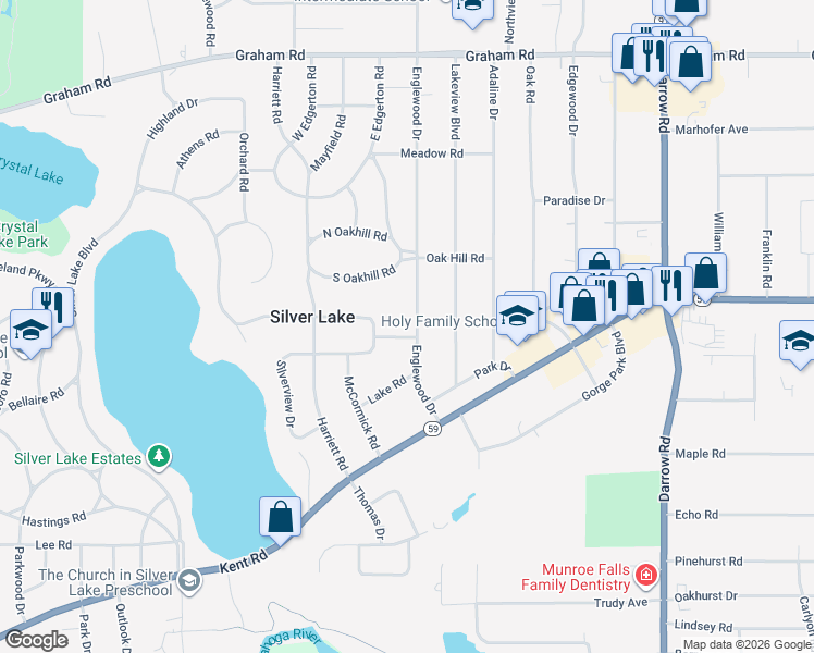 map of restaurants, bars, coffee shops, grocery stores, and more near 3029 Englewood Drive in Stow