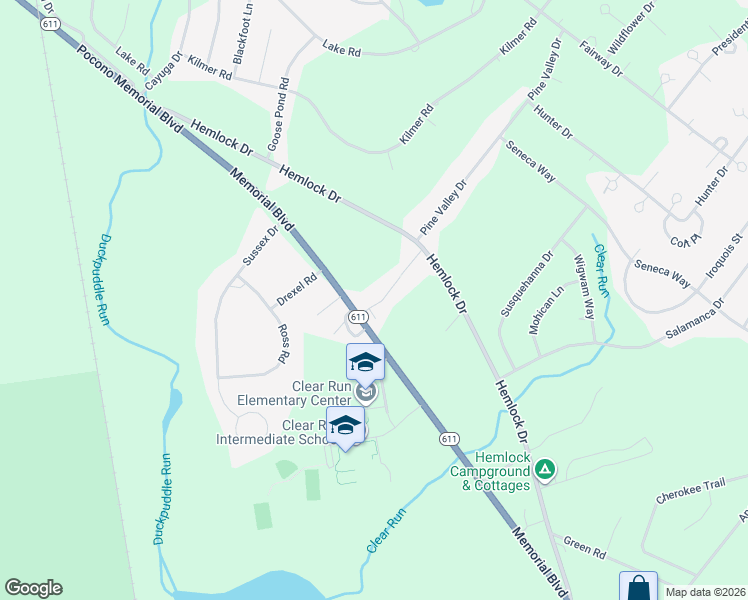 map of restaurants, bars, coffee shops, grocery stores, and more near 121 Dierrof Road in Monroe County