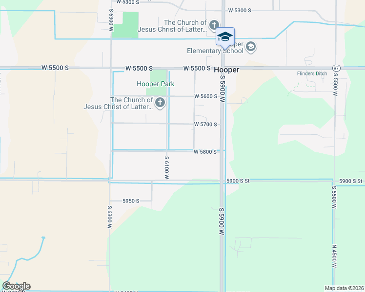 map of restaurants, bars, coffee shops, grocery stores, and more near 6030 West 5800 South in Hooper