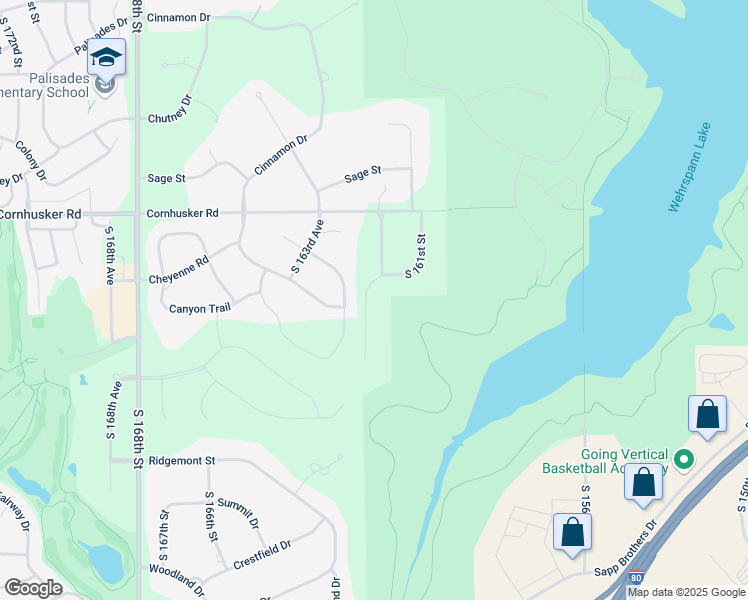 map of restaurants, bars, coffee shops, grocery stores, and more near 10135 South 162nd Street in Omaha
