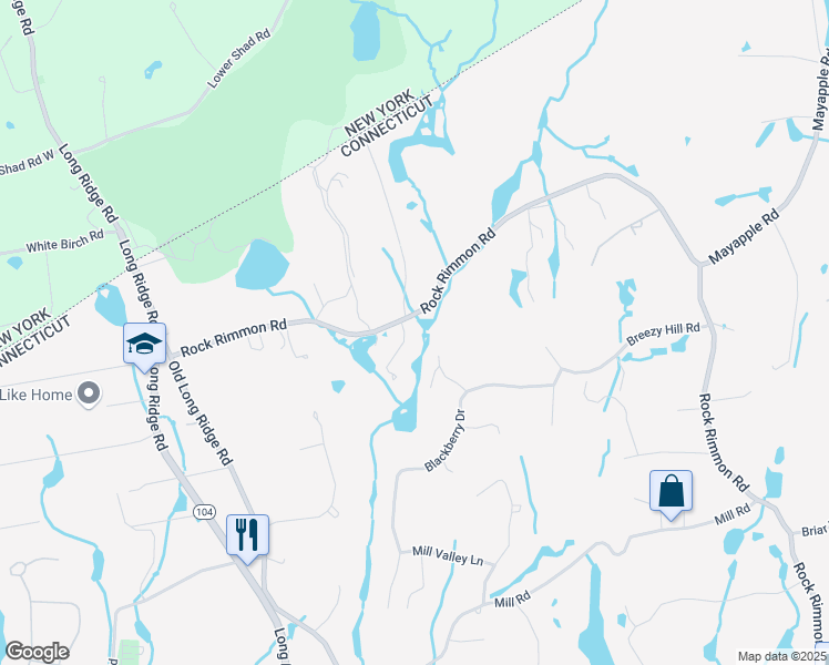 map of restaurants, bars, coffee shops, grocery stores, and more near 12 Pond View Lane in Stamford