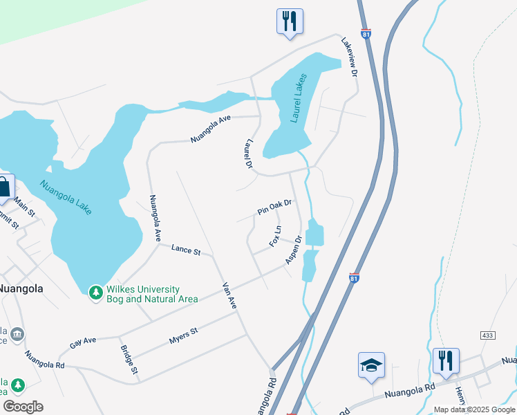 map of restaurants, bars, coffee shops, grocery stores, and more near 609 Pin Oak Drive in Mountain Top
