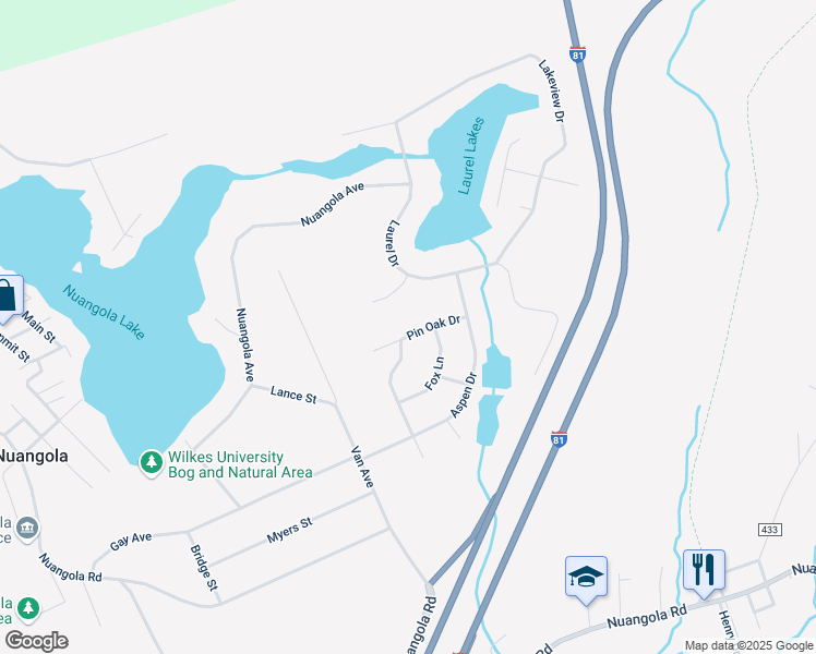 map of restaurants, bars, coffee shops, grocery stores, and more near 609 Pin Oak Drive in Mountain Top