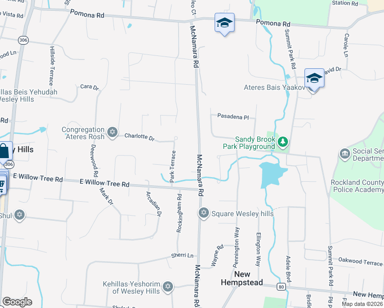 map of restaurants, bars, coffee shops, grocery stores, and more near 155 McNamara Road in Spring Valley
