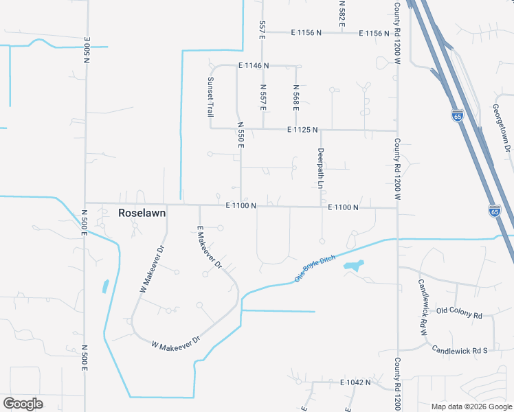 map of restaurants, bars, coffee shops, grocery stores, and more near 5581 East 1100 North in De Motte