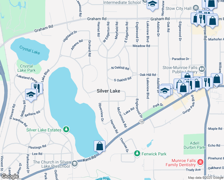 map of restaurants, bars, coffee shops, grocery stores, and more near in Silver Lake