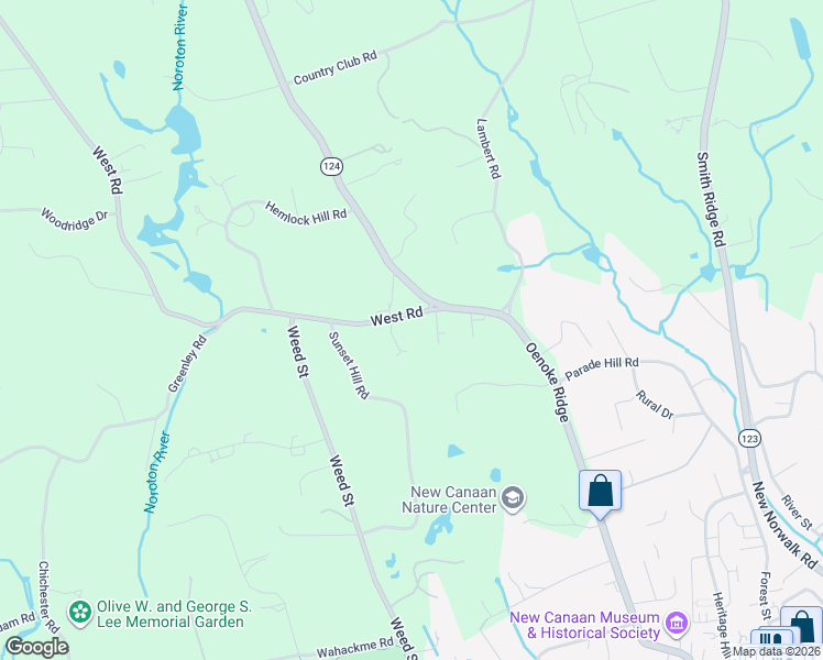 map of restaurants, bars, coffee shops, grocery stores, and more near 32 West Road in New Canaan