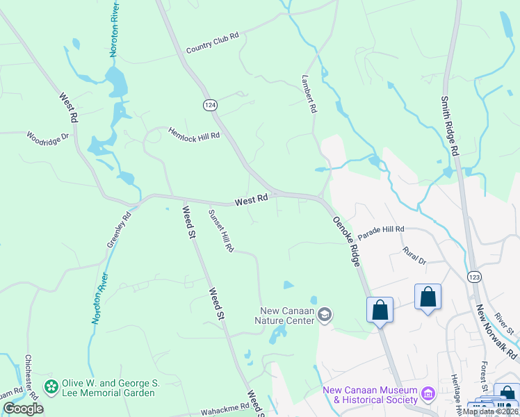 map of restaurants, bars, coffee shops, grocery stores, and more near 32 West Road in New Canaan