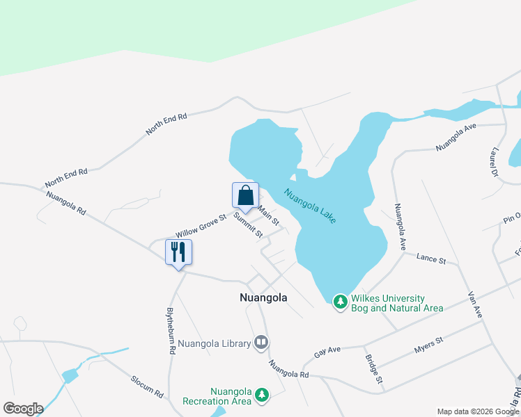 map of restaurants, bars, coffee shops, grocery stores, and more near 12 Main St in Mountain Top