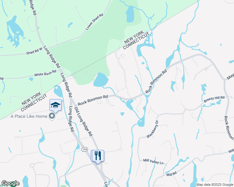 map of restaurants, bars, coffee shops, grocery stores, and more near 1267 Rock Rimmon Road in Stamford