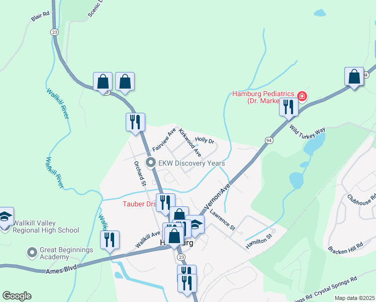 map of restaurants, bars, coffee shops, grocery stores, and more near 20 Prospect Avenue in Hamburg