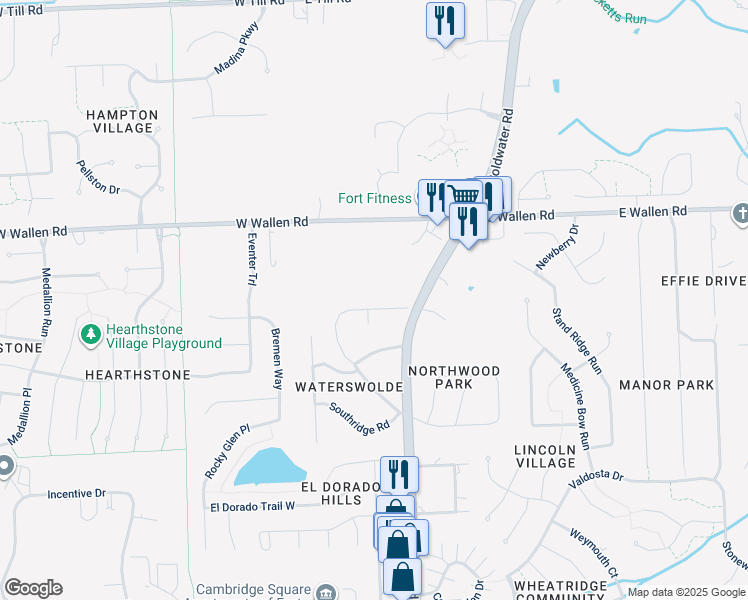 map of restaurants, bars, coffee shops, grocery stores, and more near 301 Farmstead Road in Fort Wayne