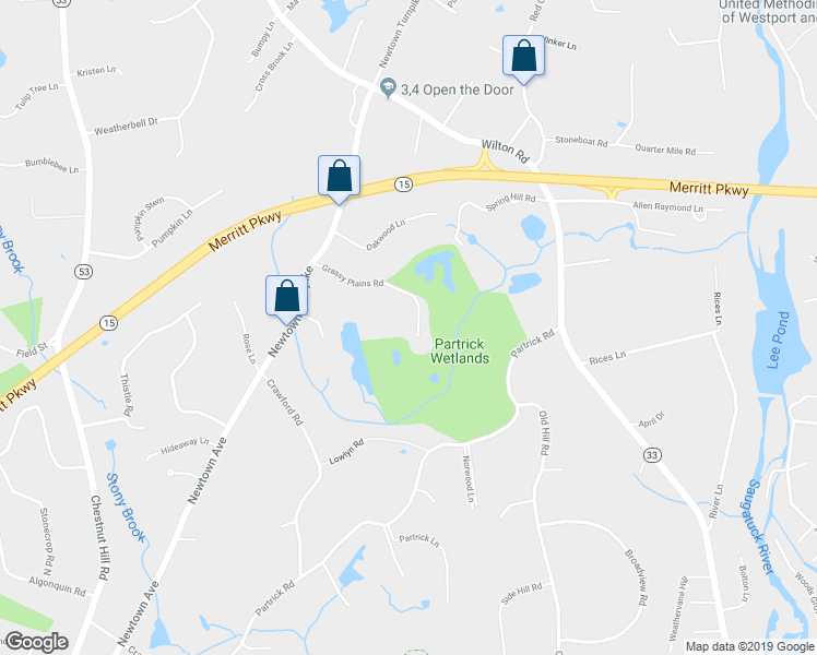 map of restaurants, bars, coffee shops, grocery stores, and more near 28 Grassy Plains Road in Westport