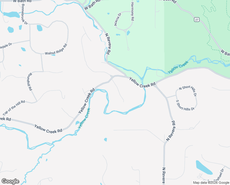 map of restaurants, bars, coffee shops, grocery stores, and more near 2666 Yellow Creek Road in Akron