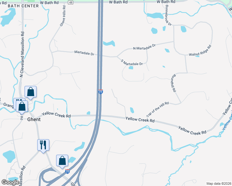 map of restaurants, bars, coffee shops, grocery stores, and more near 1001 Heritage Lane in Akron