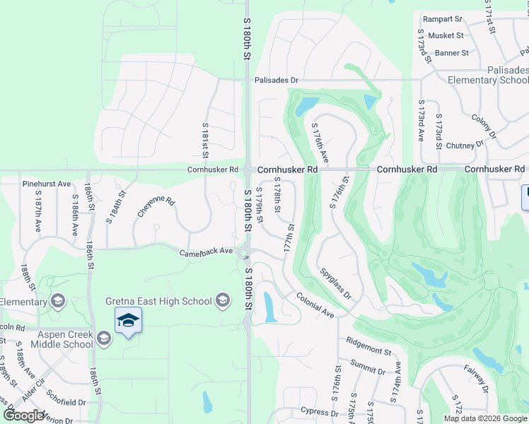 map of restaurants, bars, coffee shops, grocery stores, and more near 10020 South 178th Street in Omaha