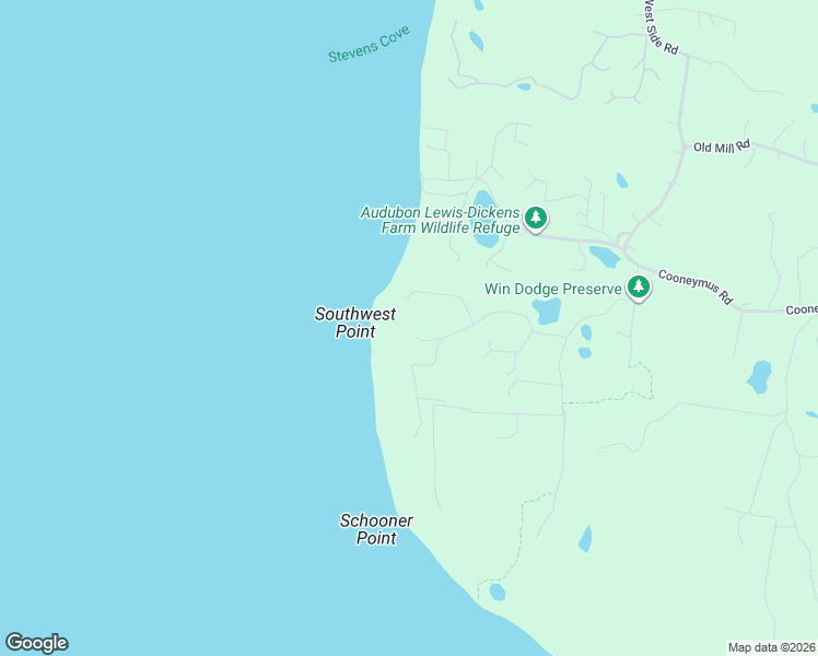 map of restaurants, bars, coffee shops, grocery stores, and more near 1430 Cooneymus Road in New Shoreham