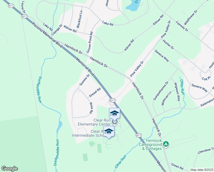 map of restaurants, bars, coffee shops, grocery stores, and more near 729 Memorial Boulevard in Tobyhanna