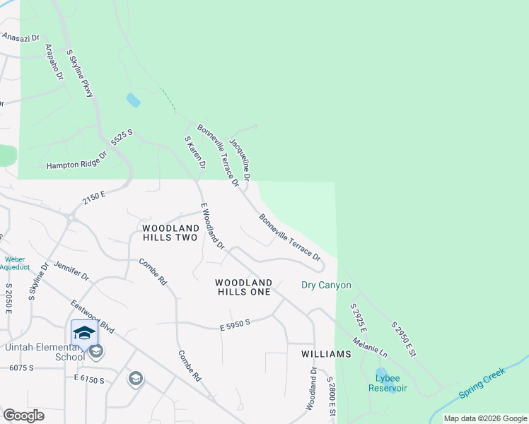 map of restaurants, bars, coffee shops, grocery stores, and more near 2616 Bonneville Terrace Drive in Ogden