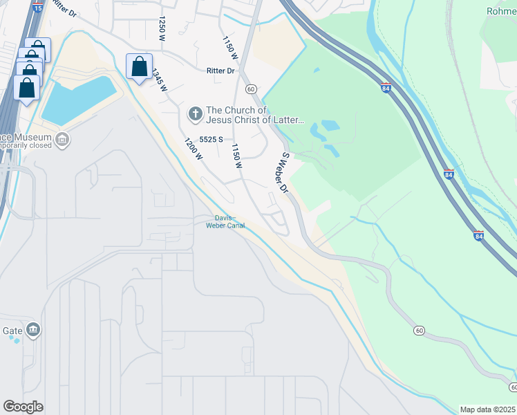 map of restaurants, bars, coffee shops, grocery stores, and more near 5634 1150 West in Riverdale
