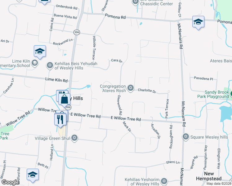 map of restaurants, bars, coffee shops, grocery stores, and more near 8 Charlotte Drive in Spring Valley