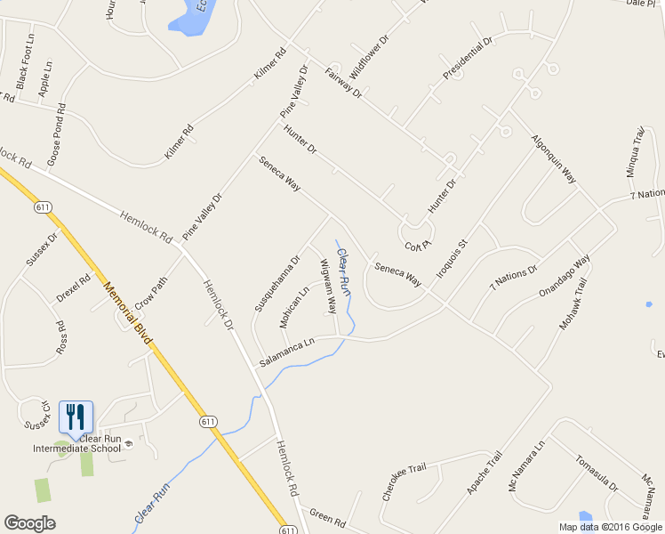 map of restaurants, bars, coffee shops, grocery stores, and more near 7089 Wigwam Way in Tobyhanna
