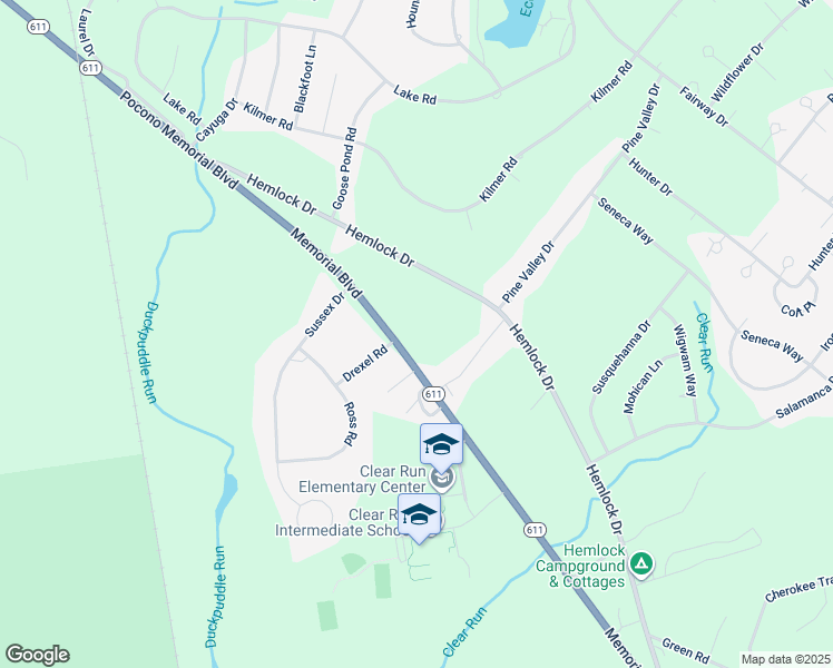 map of restaurants, bars, coffee shops, grocery stores, and more near 729 Memorial Boulevard in Tobyhanna
