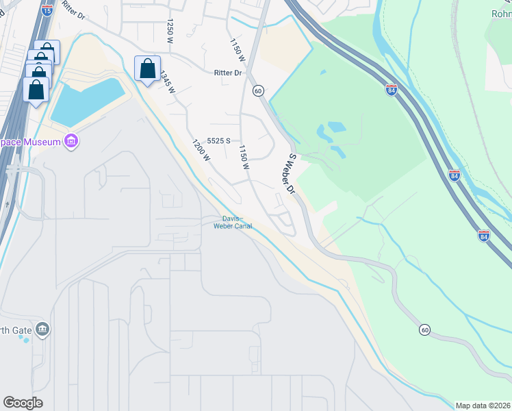 map of restaurants, bars, coffee shops, grocery stores, and more near 5669 1150 West in Ogden