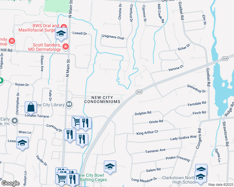 map of restaurants, bars, coffee shops, grocery stores, and more near 51 Heritage Drive in New City