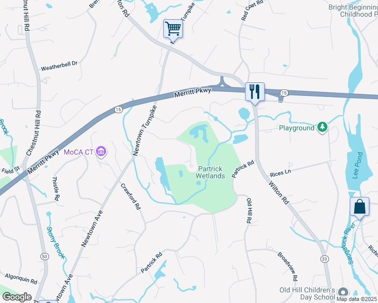 map of restaurants, bars, coffee shops, grocery stores, and more near 20 Grassy Plains Road in Westport