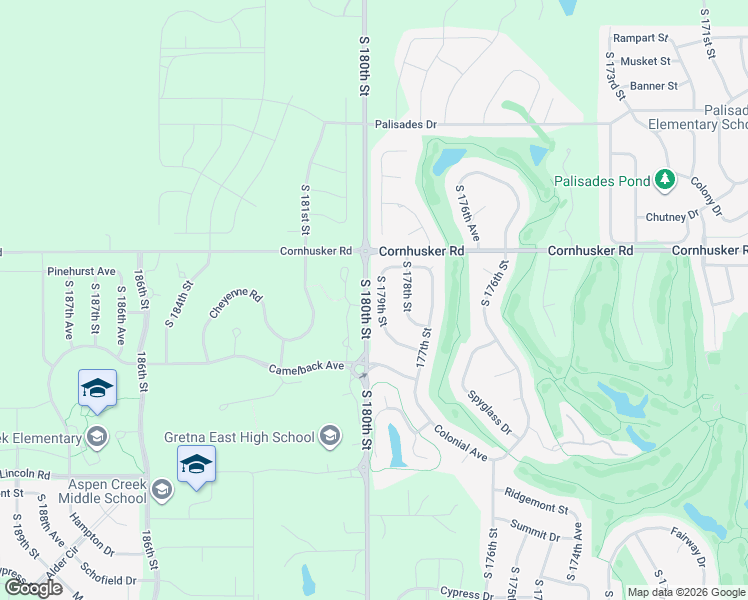 map of restaurants, bars, coffee shops, grocery stores, and more near 10016 South 179th Street in Omaha