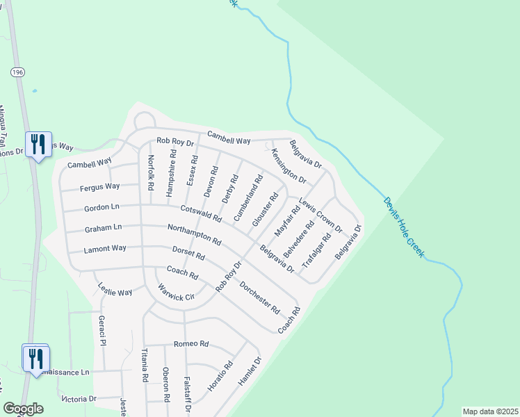 map of restaurants, bars, coffee shops, grocery stores, and more near 3307 Glouster Road in Tobyhanna