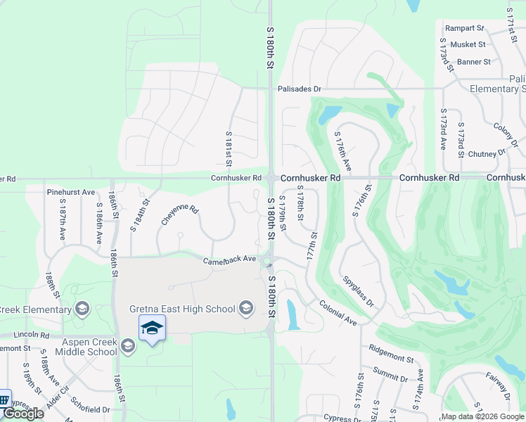 map of restaurants, bars, coffee shops, grocery stores, and more near 10016 South 179th Street in Omaha