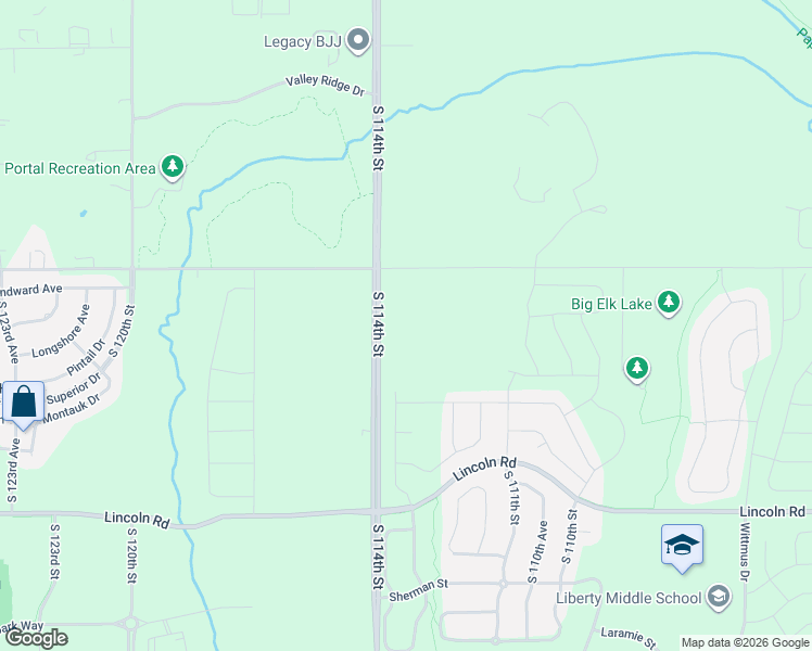 map of restaurants, bars, coffee shops, grocery stores, and more near 10186 South 114th Street in Papillion