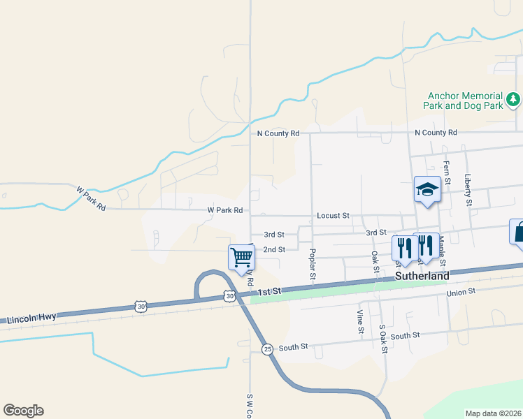 map of restaurants, bars, coffee shops, grocery stores, and more near 1520 Locust Street in Sutherland