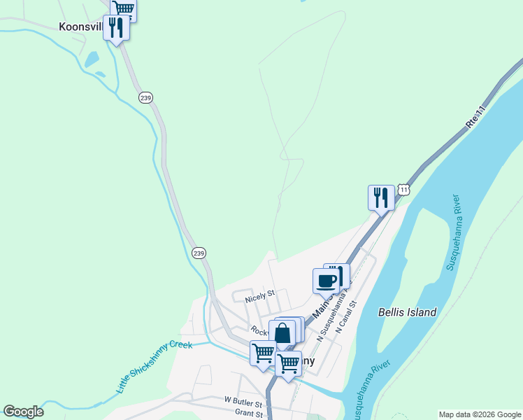 map of restaurants, bars, coffee shops, grocery stores, and more near in Shickshinny