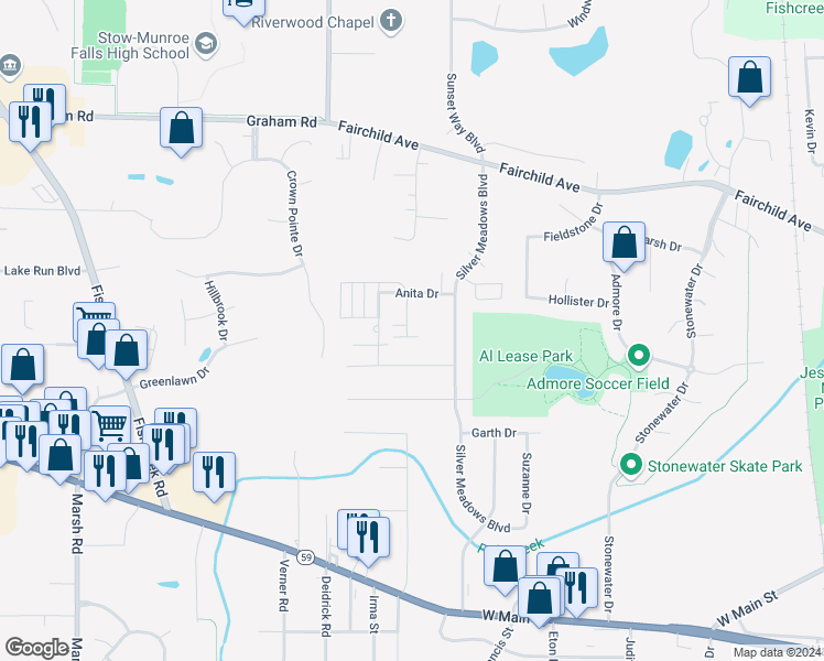 map of restaurants, bars, coffee shops, grocery stores, and more near 900 Bart Lane in Kent