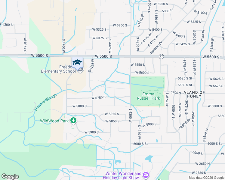 map of restaurants, bars, coffee shops, grocery stores, and more near 4403 West 5700 South in Hooper