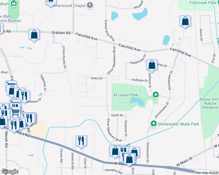 map of restaurants, bars, coffee shops, grocery stores, and more near 809 Silver Meadows Boulevard in Kent
